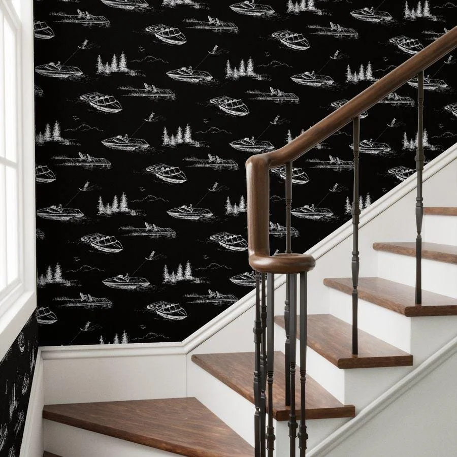 black-lake-house-boat-toile-wallpaper-staircase.jpg