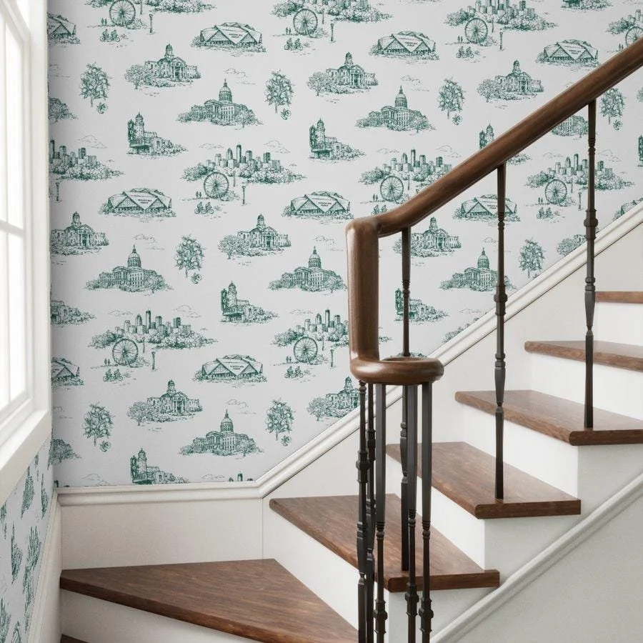 green-city-landmarks-toile-wallpaper-staircase.jpg