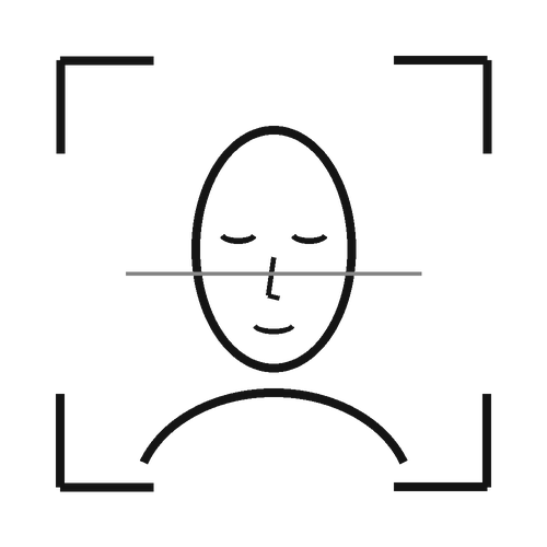 Line illustration of a face being scanned for VISIA skin analysis
