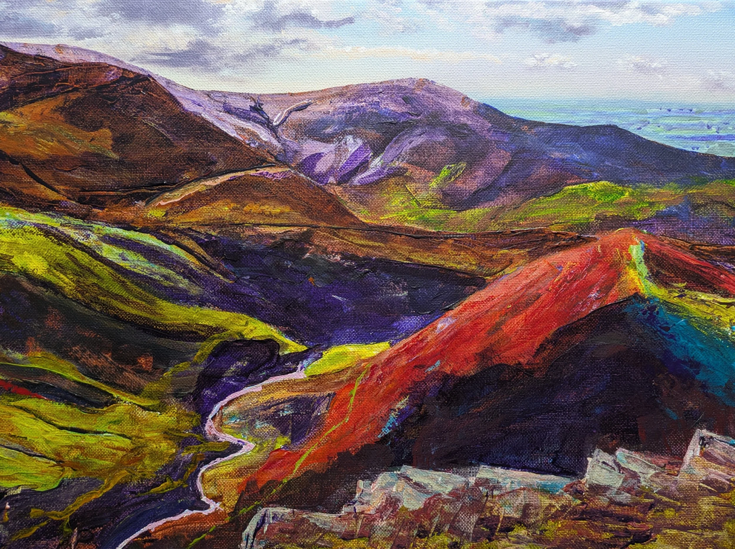 423 Carneddau: Anafon 5.  Acrylic on canvas, 40.5x30.5cm, GALLERY WRAPPED.  £100 including postage to UK.