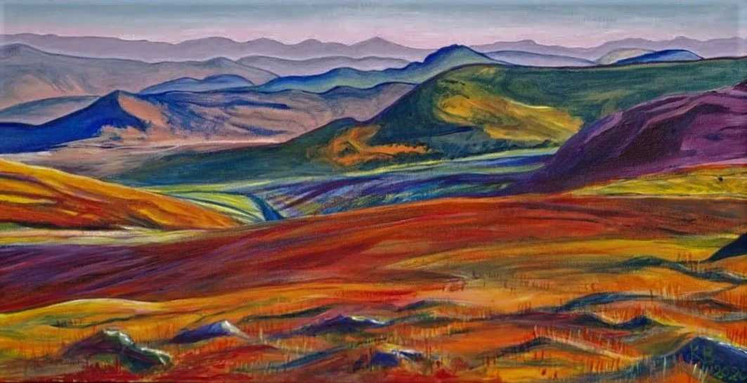 411 Carneddau: From Drum 1.
Acrylic on canvas board, 61x30cm excluding frame. **SOLD**