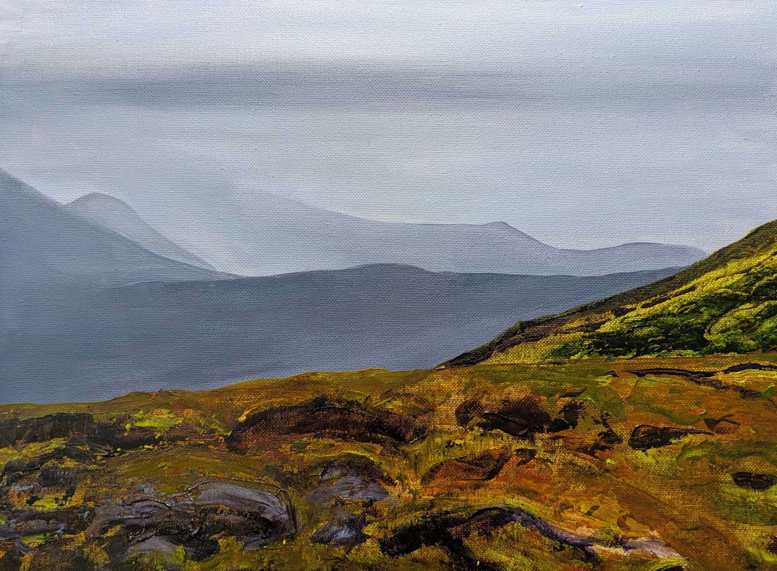 422 Carneddau: Cloudy.
Acrylic on canvas.  40.5x30.5cm, GALLERY WRAPPED.  £100 including postage to UK
