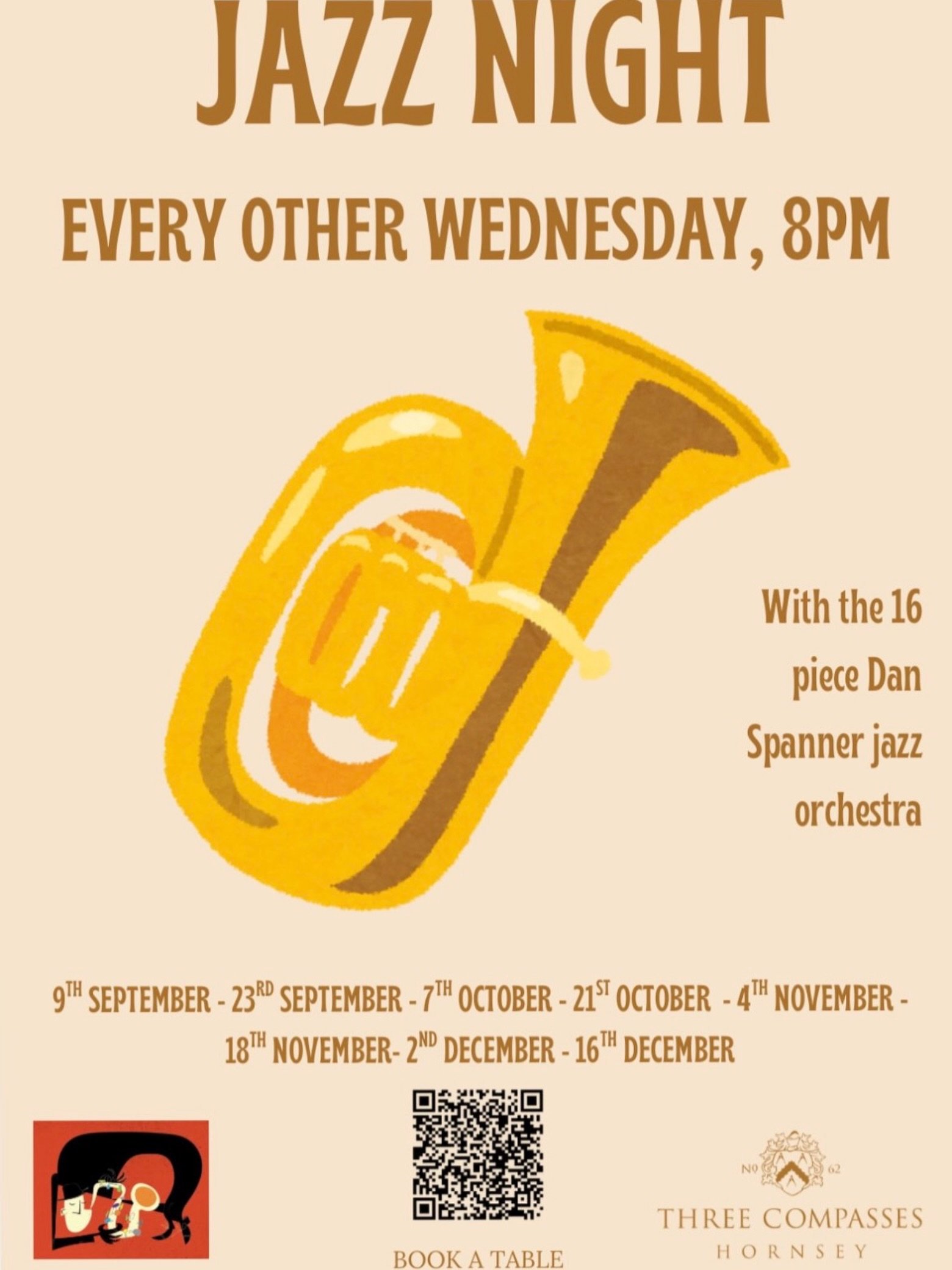 JAZZ NIGHT IS BACK!🎷

Come down and see the 16 Piece Big Bang every other Wednesday! Starting this Wednesday! 🌟

You don&rsquo;t want you to miss out! @dan.spanner