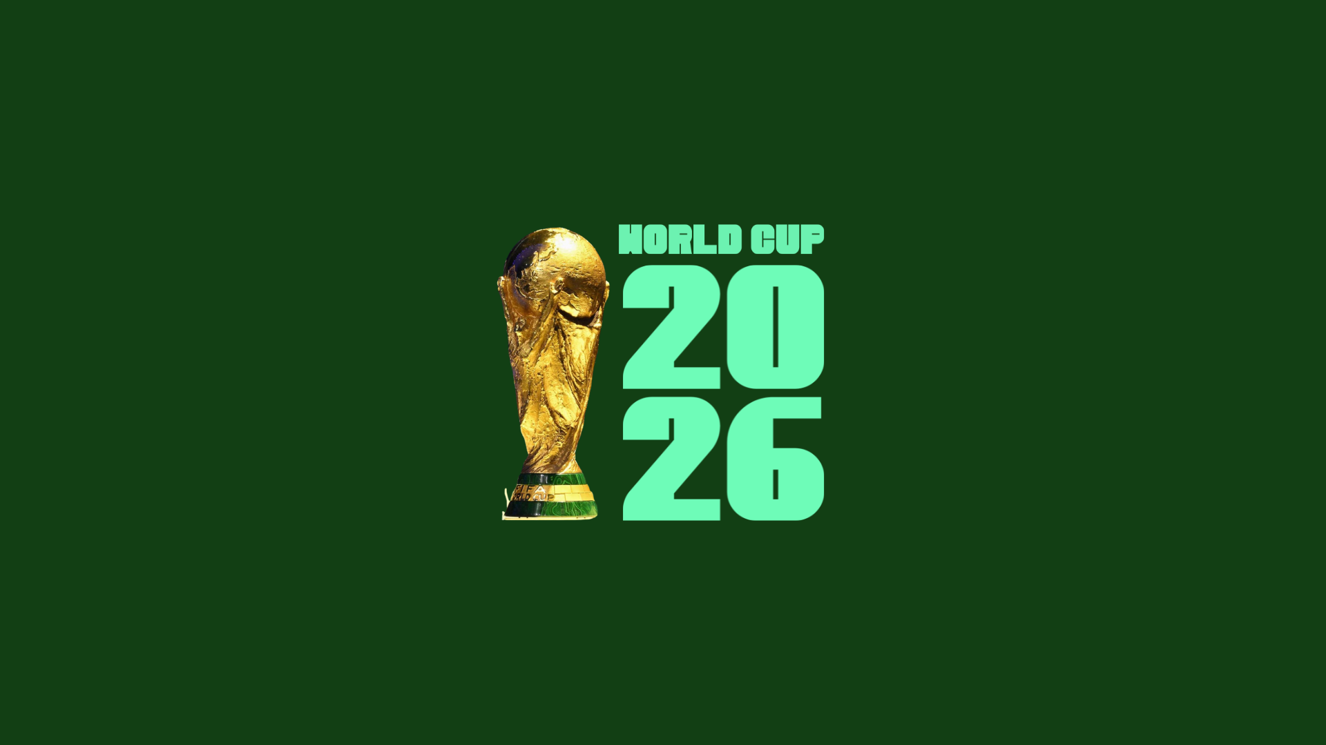 World Cup 2022 logo with a golden trophy and the text 'World Cup 2022' on a dark green background.