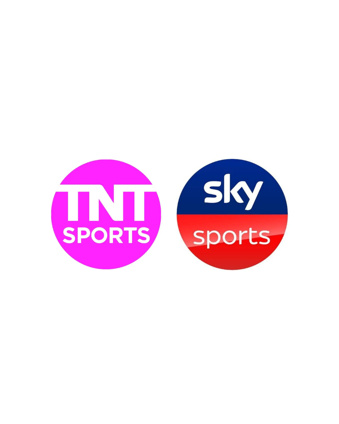 Logos of TNT Sports and Sky Sports side by side.