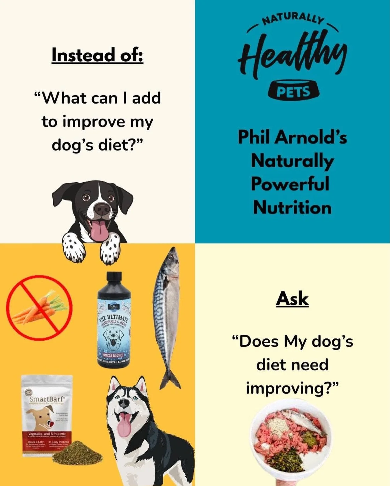 Get @reshare_app &bull; @naturally_healthy_pets Phil Arnold &lsquo;s weekend thoughts:
Supplements
We often have people come into the shop and ask:

&ldquo;What can I add to improve my dog&rsquo;s diet?&rdquo;

Whilst this is an admirable pursuit, th