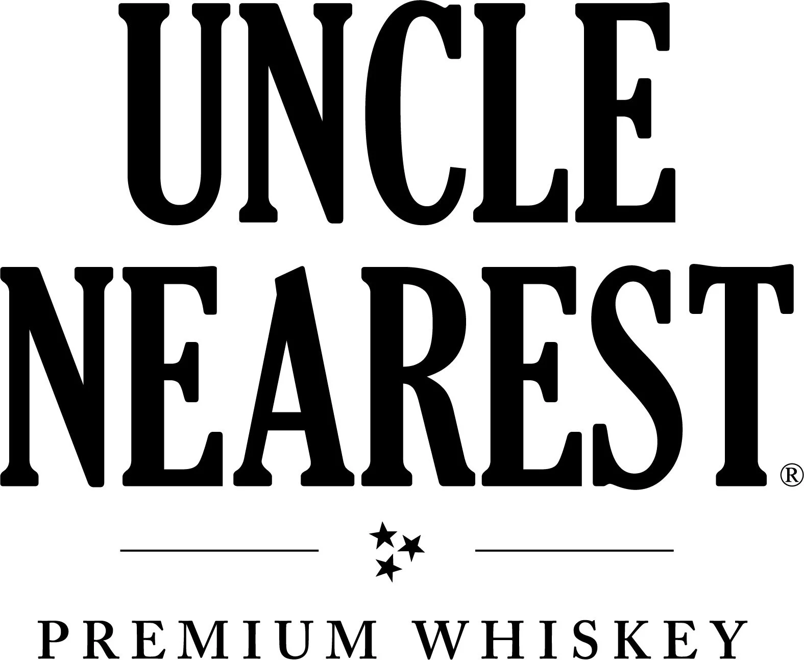 Brand collaborator Uncle Nearest Premium Whiskey logo with bold black text and small decorative stars.