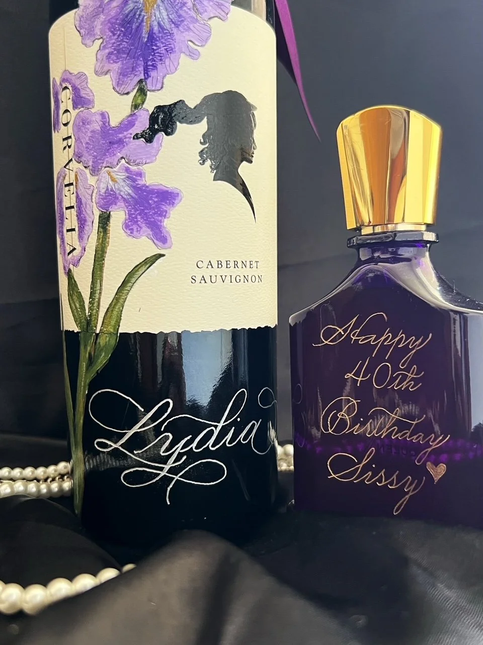 Hand Engraved Wine Bottle and Luxury Brand Fragrance