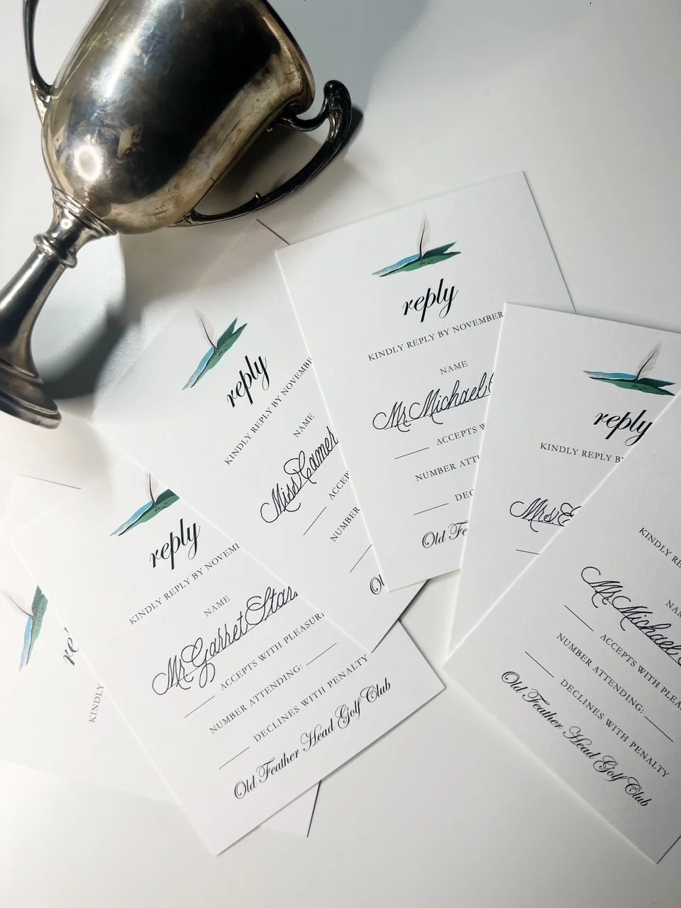 Calligraphy fill in blanks for golf event invitations