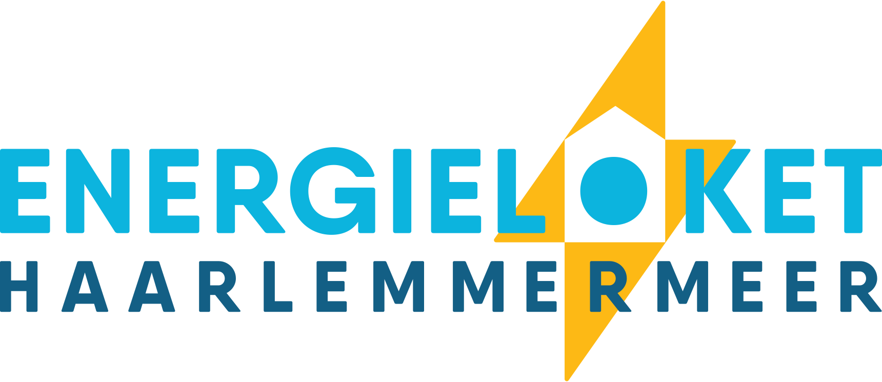Logo met link naar de website van Energieloket Haarlemmermeer, met een huisje in een bliksemschicht.