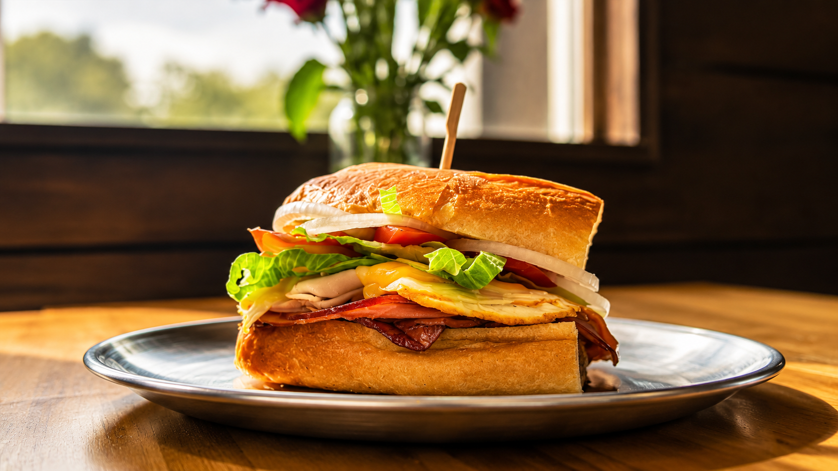 Handcrafted deli sandwich made fresh daily at Thirsty Buffalo Brewing Company in Odessa, Florida