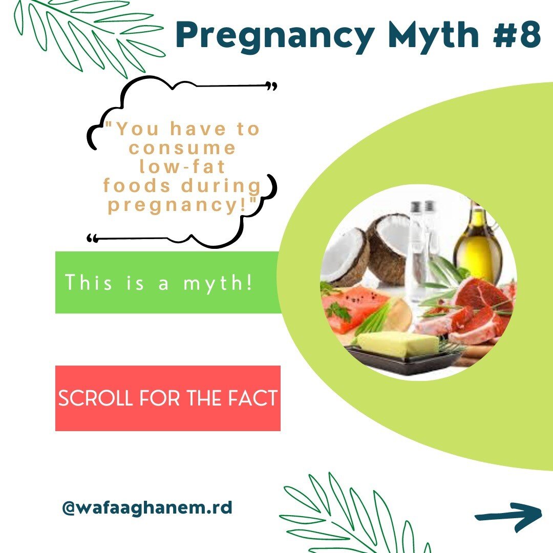 🧈Have you been told that you have to consume low-fat products during pregnancy? That's a myth!
🍳Fats are crucial for supporting a healthy pregnancy and having a healthy baby.
🍫Just make sure you avoid foods that are high in saturated fats and tran