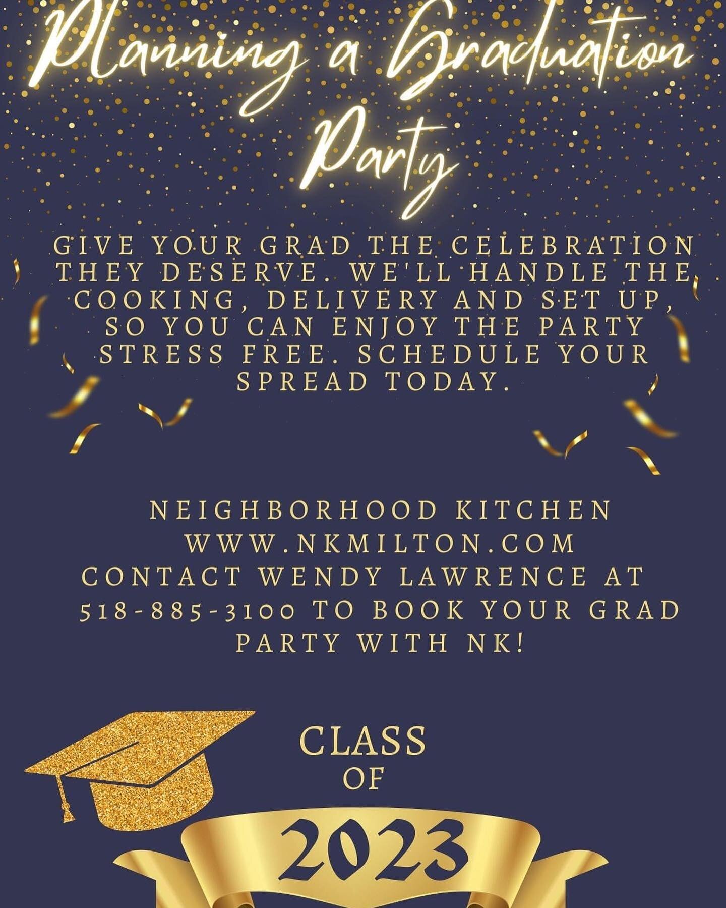 Graduation season is right around the corner!  Let&rsquo;s us do the cooking for you. We will cook, deliver and set up while you actually enjoy the moment!
#letusdothecooking #nk #graduation #graduation2023