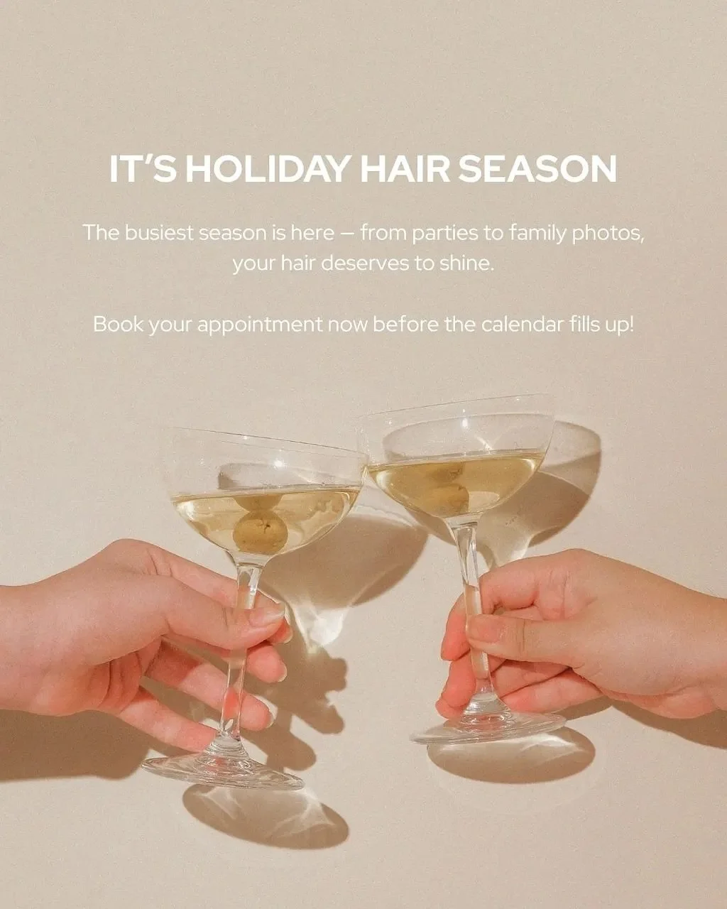 &lsquo;Tis the season for great hair ✨ 

Whether you&rsquo;re prepping for parties, family photos, or just want to feel your best &mdash; now&rsquo;s the time to book your holiday hair appointment. 

💇🏼&zwj;♀️ Cuts, color, blowouts, styling &mdash;