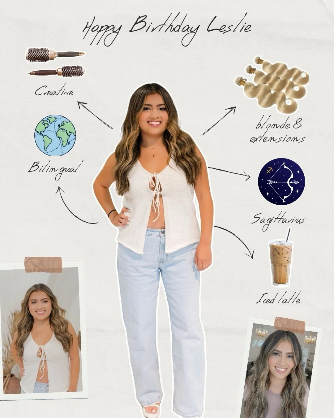 Happiest Birthday to our girl, @lesliejhair ✨ 

The creative, thoughtful, perfectionist hairstylist who pours her heart into every client that sits in her chair. We&rsquo;re so grateful for you &mdash; cheers to another year of magic behind the chair