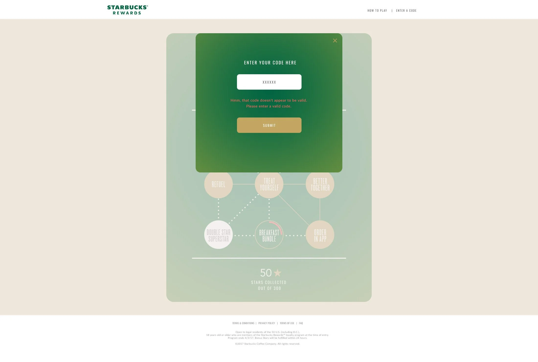 If there is an issue, the pop-up will shake and the user will be prompted to re-enter the code
