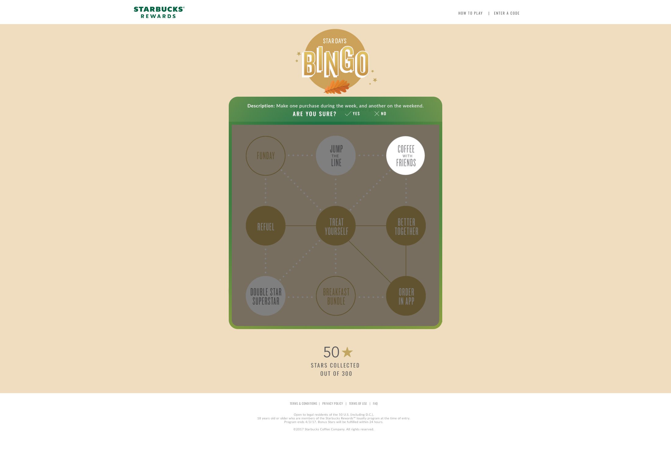 Users are prompted to fill out their bingo card according to the challenge they have completed