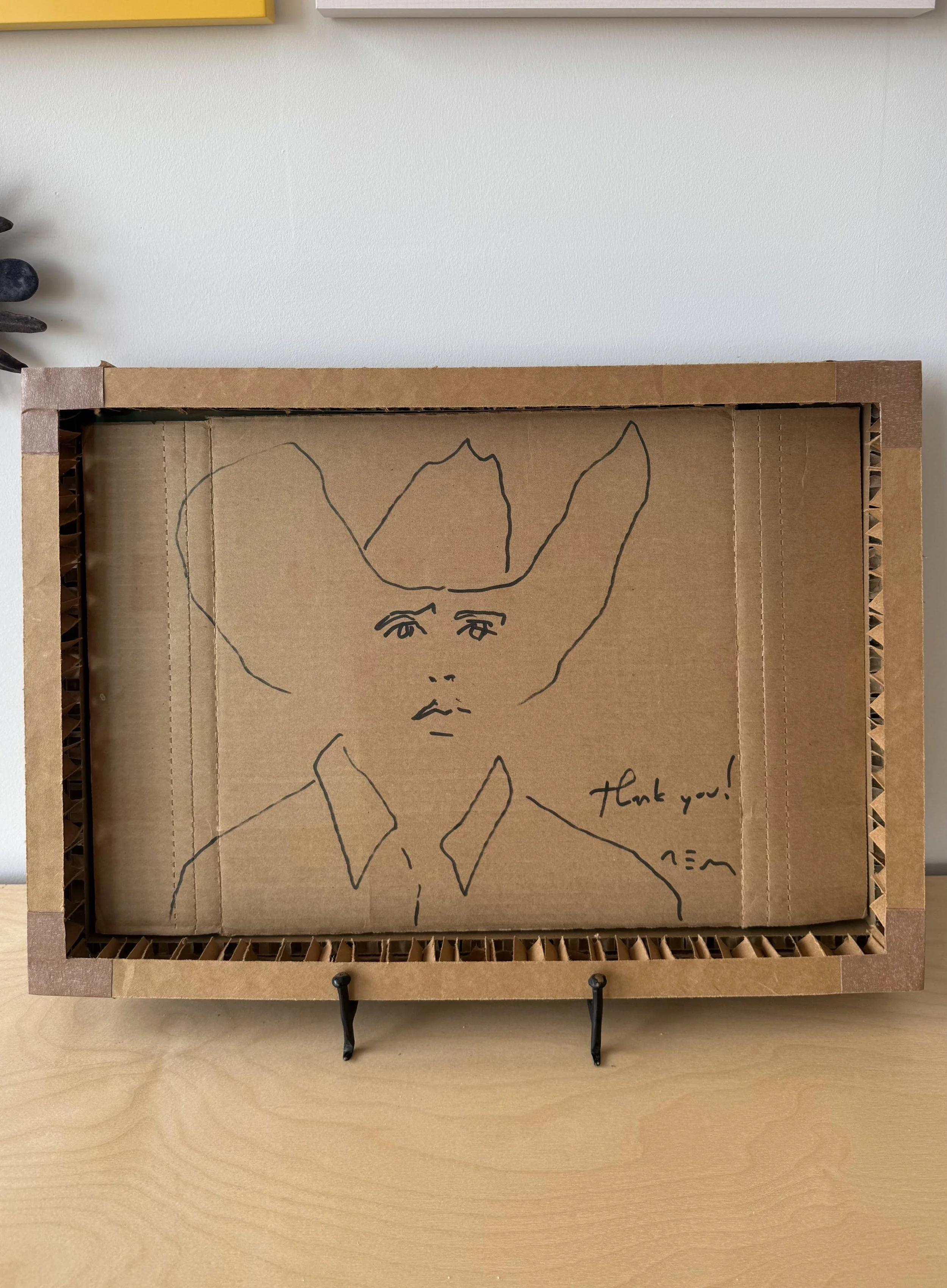 Nathan Edwin McClements
Cowboy (Thank You! NEM) Marker on Cardboard Box, 2026 Cardboard Frame, Optium
600.00