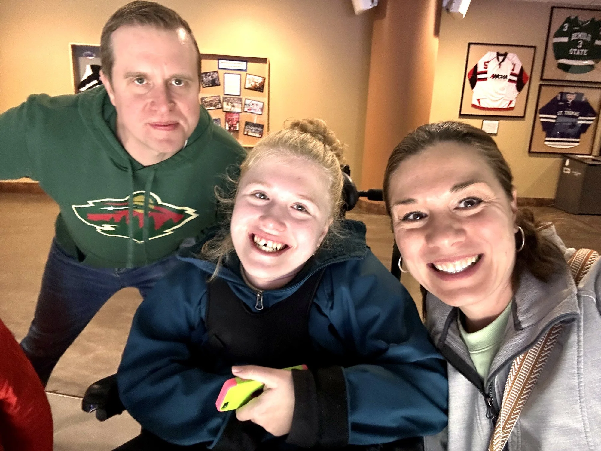 The Bahl family at a Minnesota Wild game