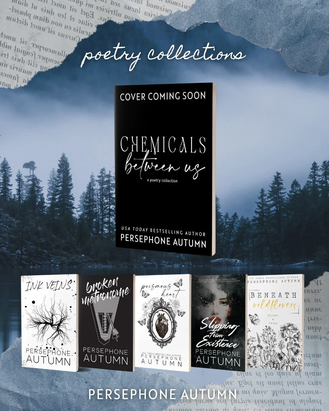 Surprisingly, Chemicals Between Us won't keep up the mostly monochrome theme of my poetry books 🖤🩶🤍

I've also been mulling over recovering one of these collections, but that also means I need to update the interior... so it'll be a bit.

Have you