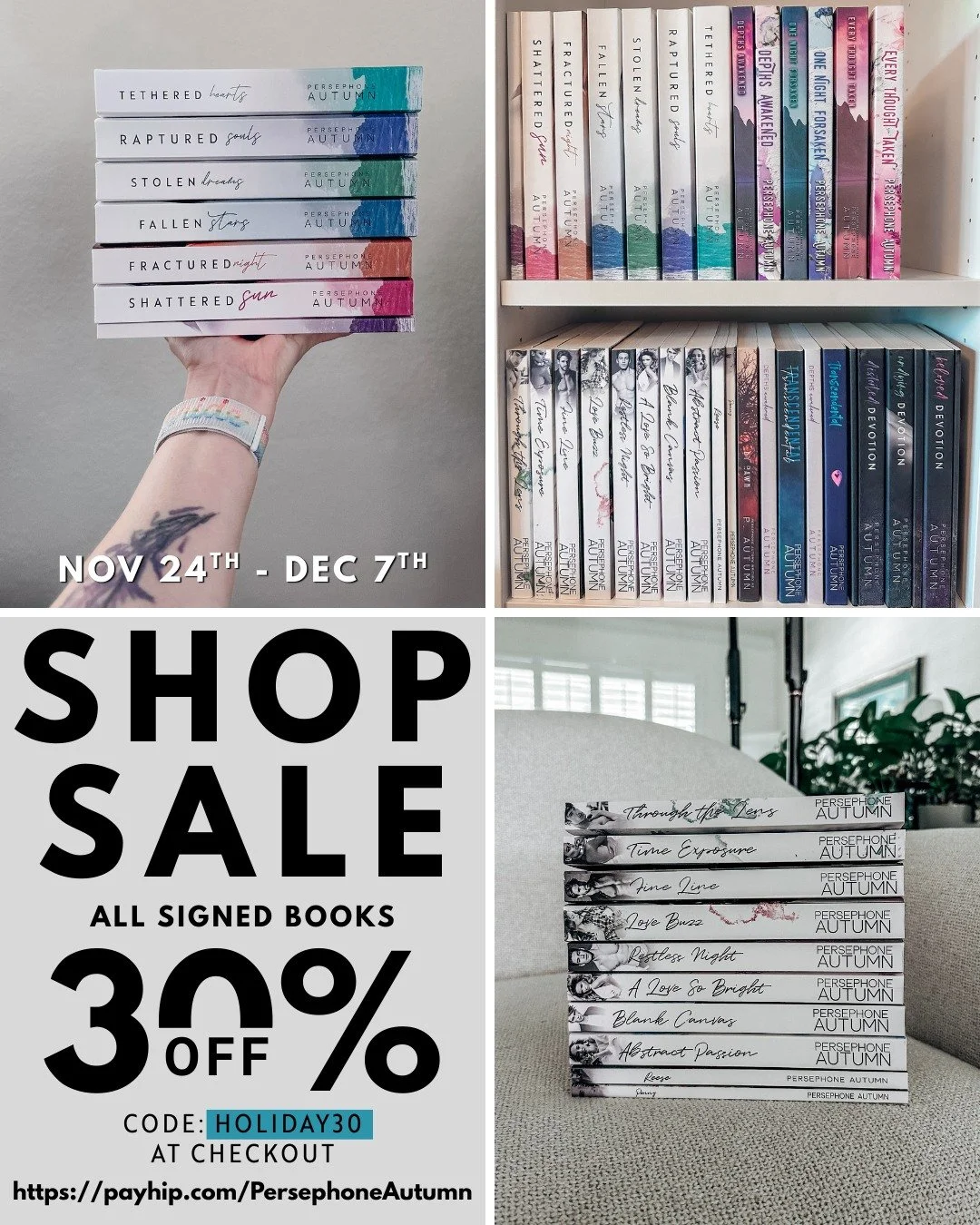 ✨ S H O P  S A L E ✨

Today through December 7th (11:59pm EST), all signed print books are 3 0 % OFF with code HOLIDAY30 at checkout.
AND....
Get the Transcendental audiobook for only $5.99 in my store
🫢😲🫨

Shop small this season and support your 