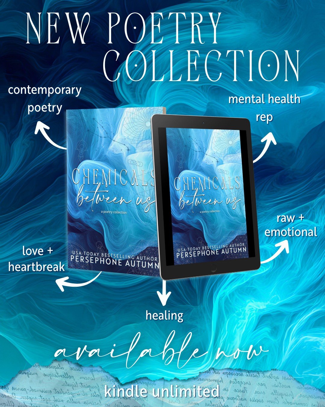 💙🩵✨ THANK YOU ✨🩵💙

Sending all the hugs and so much love for a wonderful release. Poetry is not always as widely popular as romance, so I am grateful for the love Chemicals Between Us has received 🥰

If you still have yet to read CBU, it's avail