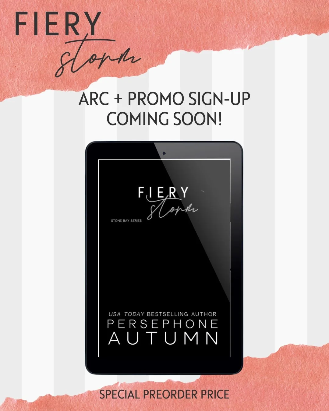 Keep an eye on my feed!

The link for ARC + promo sign-up for Fiery Storm is almost here. Only days away. You don't want to miss it!

❤️&zwj;🔥 Preorder now: https://www.amazon.com/dp/B0GKBH9P1P