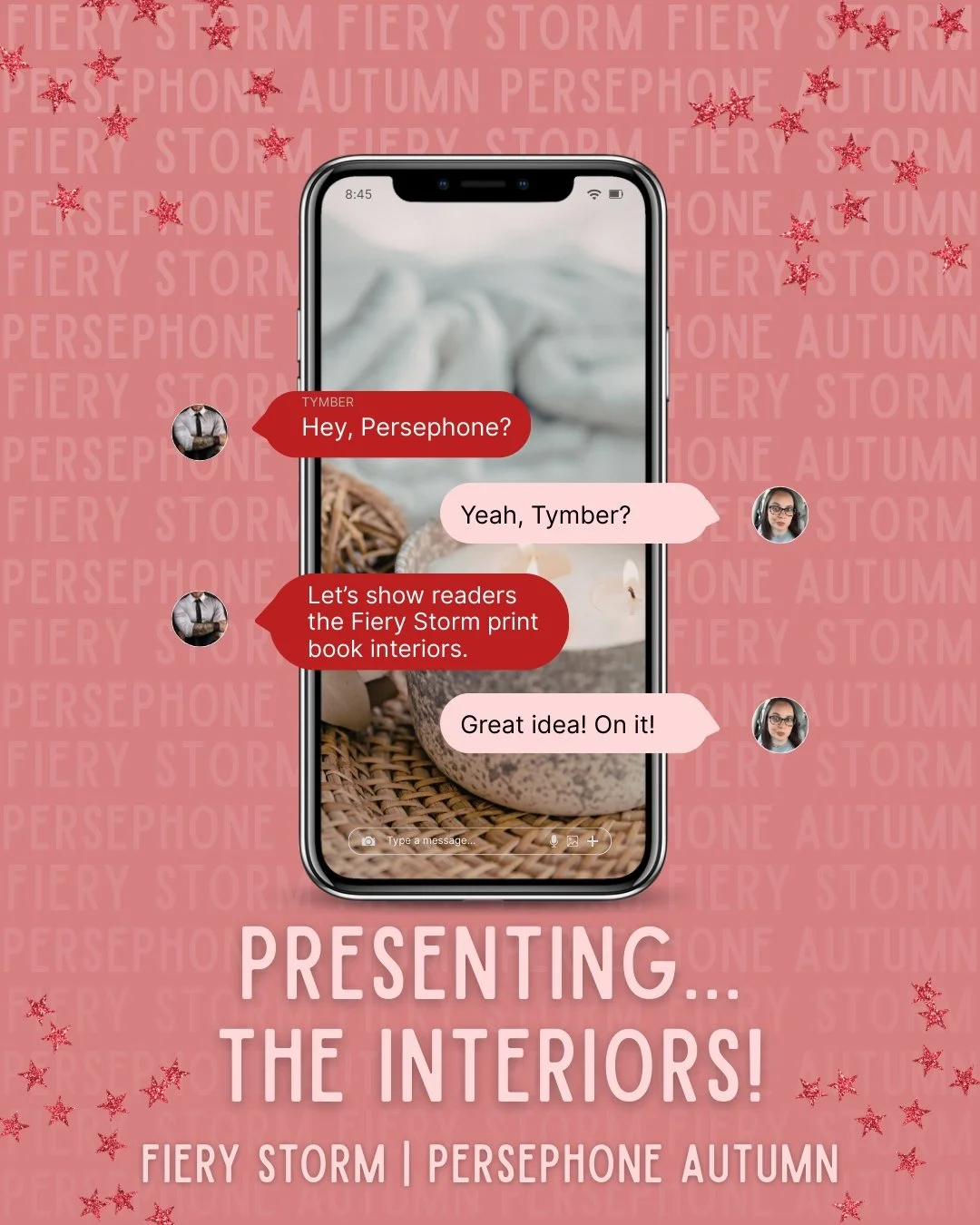 Presenting... the Fiery Storm print book interiors!!!

Let's just say, the people cover chapter backgrounds are so fitting for this story ❤️&zwj;🔥 and the alt cover background is reminiscent of the trip they take 🥰

Preorders for print copies will 