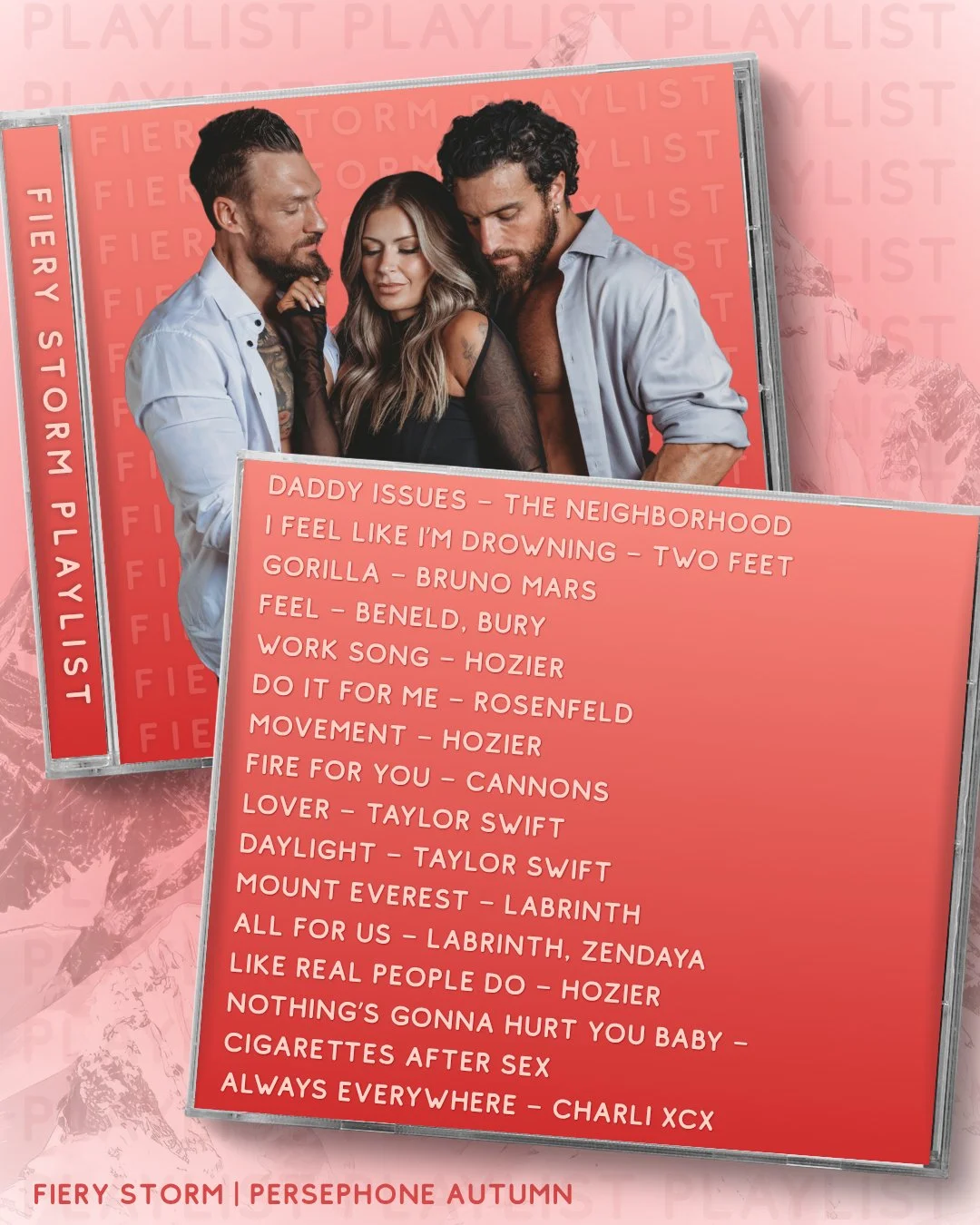 The Fiery Storm playlist is here!

There's no set order to the list. When I create book playlists, it's just a curated list of songs that vibe with the story or a specific moment.

Like my mood reading and writing, you can see this playlist has varie