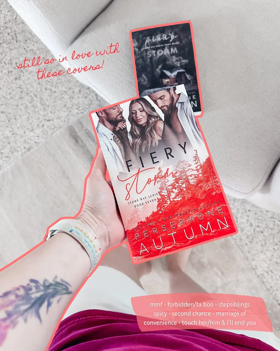 Which Fiery Storm cover is your favorite?

I love them both equally and for different reasons. The vibe of the throuple cover makes me all warm and gooey inside. But there's just something about the cottage cover that draws me in.

If you had to choo
