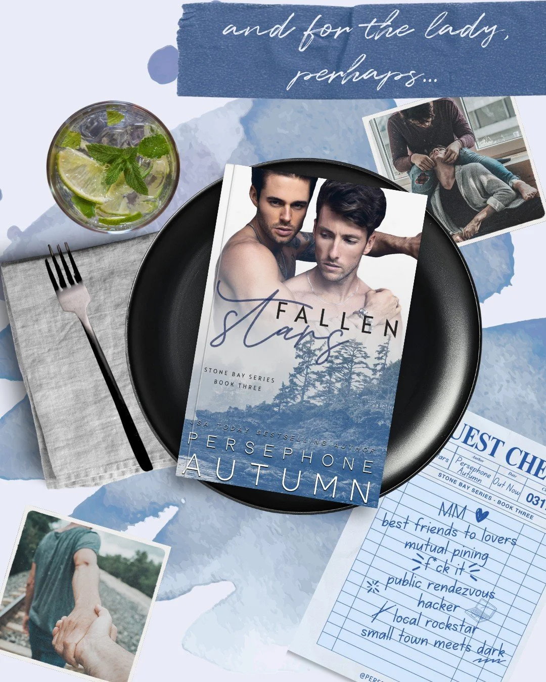 And for the lady, perhaps... 🍽️

Better late than never 🤣
Featured:
Fallen Stars - mm, best friends to lovers, mutual pining
Fiery Storm - mmf, tab-ooh, Daddy energy
Tethered Hearts - bi mmc, sloooow burn, right person/wrong time
Fractured Night - 