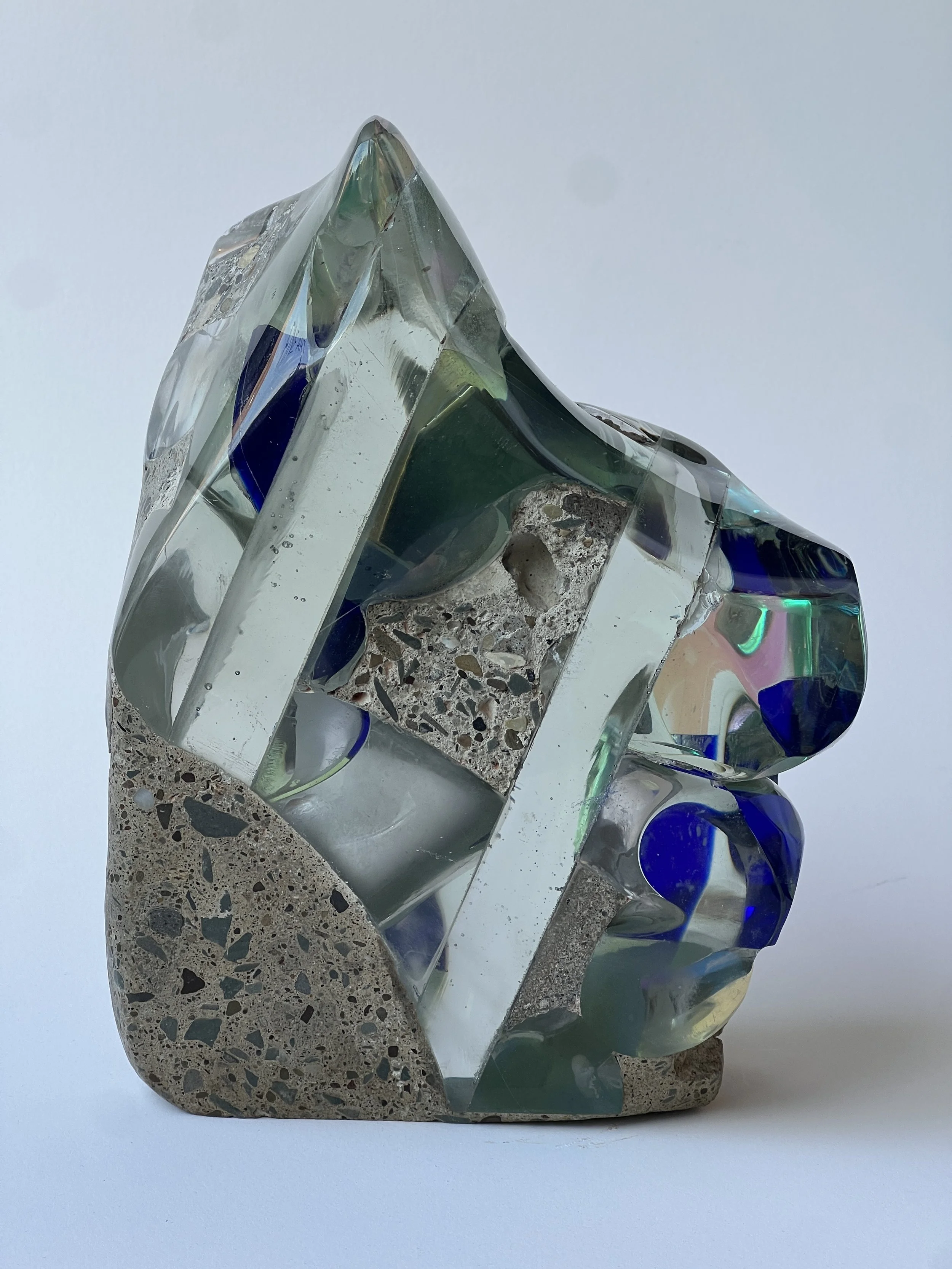 Sol, Akrotiri Series, 2026, 10.25 x 7.5 x 5.5 in, Glass and Concrete. Collaboration with Chris Ross