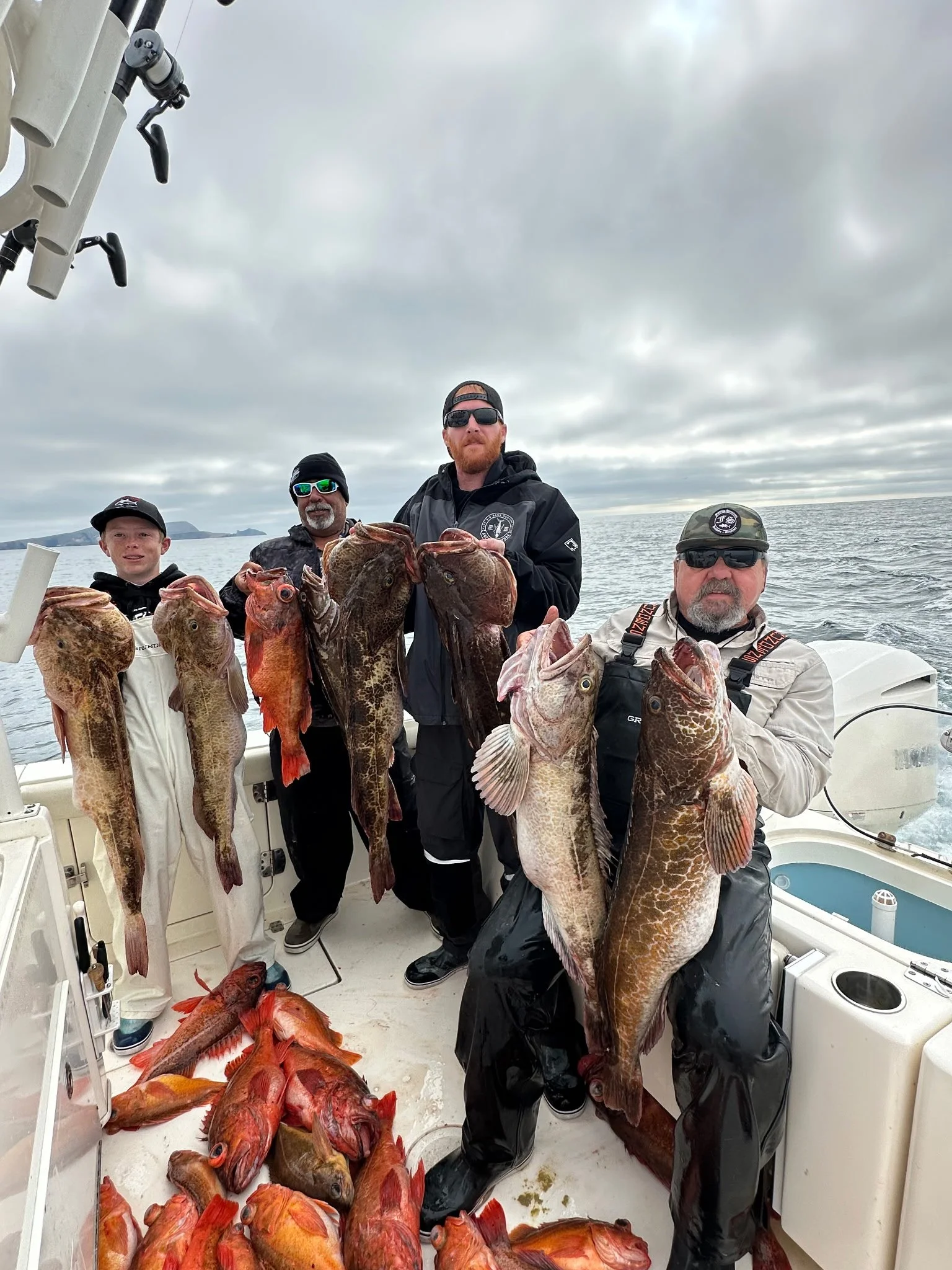 Southern California fishing charter catch with rockfish and lingcod on a coastal trip