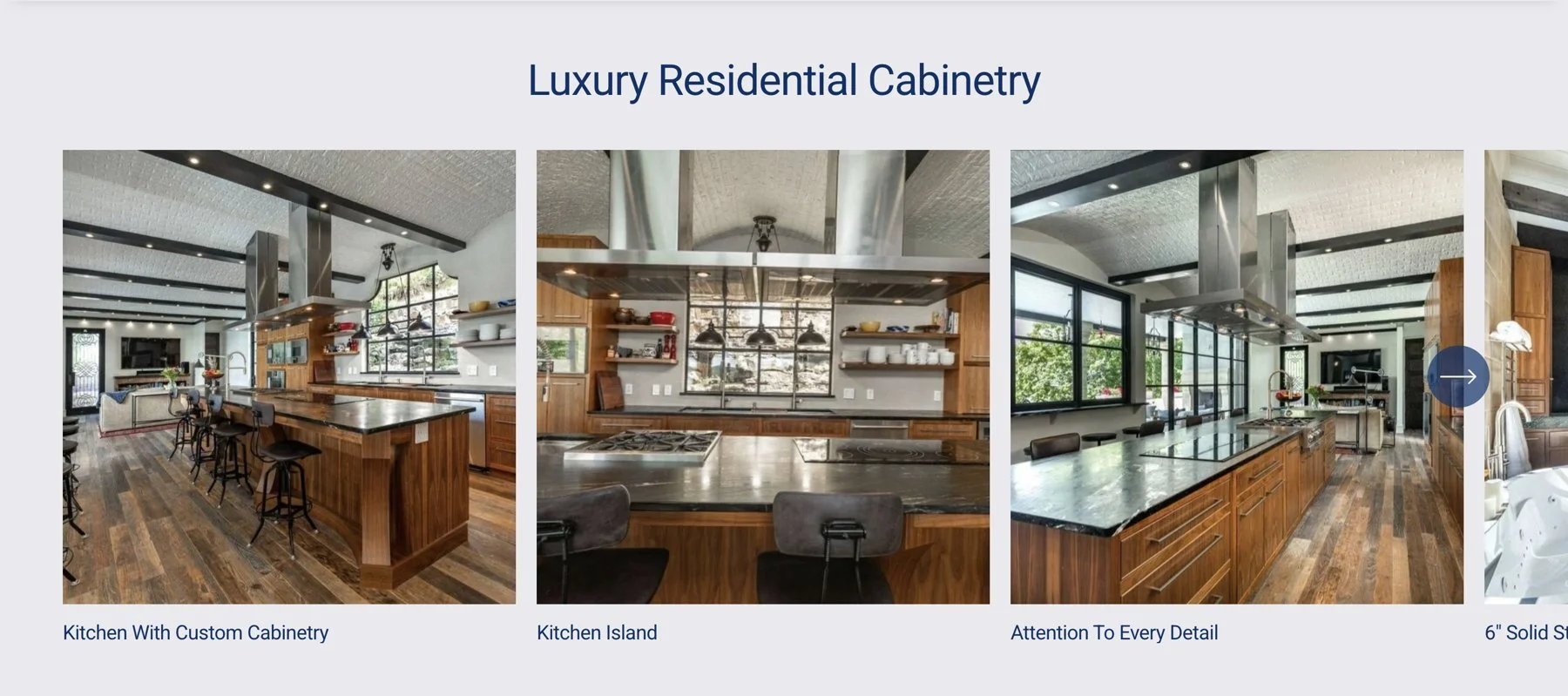 Penn Construction Luxury Residential Cabinetry gallery of custom kitchen projectsPenn Construction website residential cabinetry gallery page showing kitchen project photos