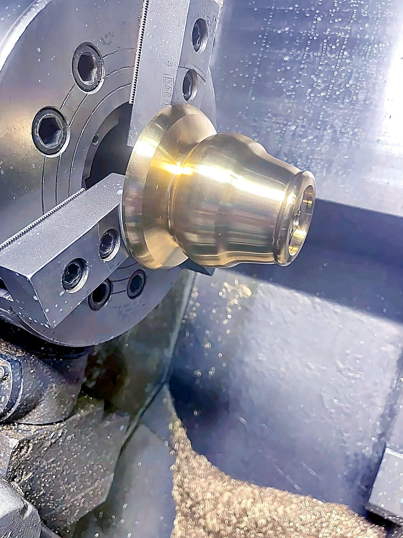 Brass part on a CNC lathe