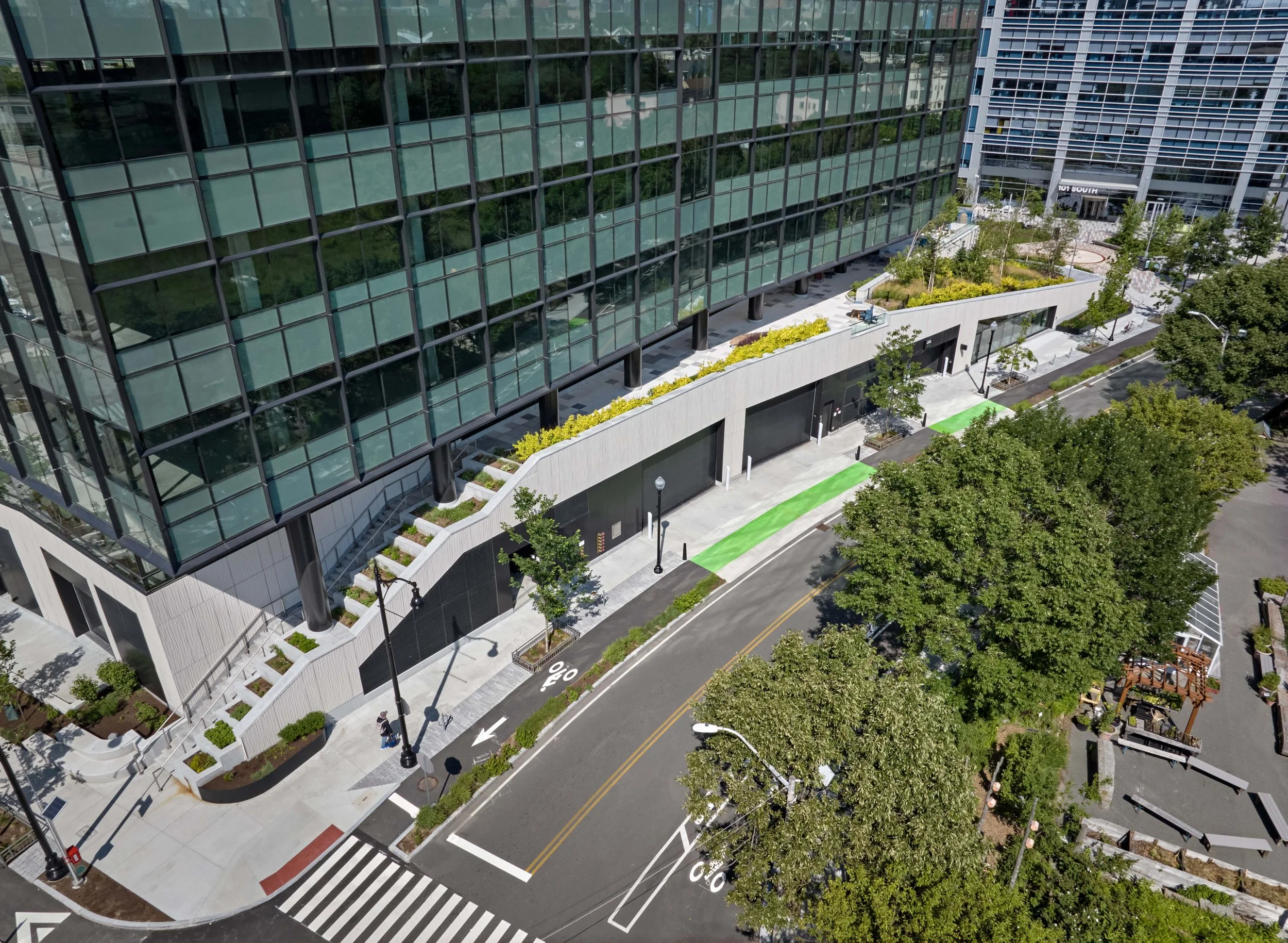 Landing above bike rack at Boynton Yards