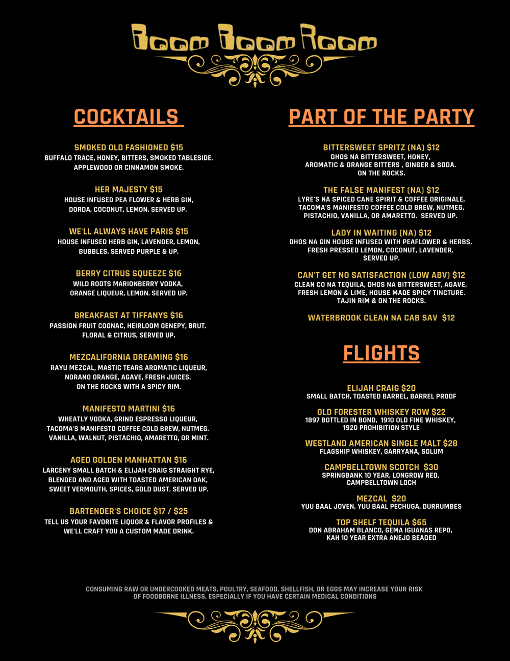 View Our Menus — The Boom Boom Room