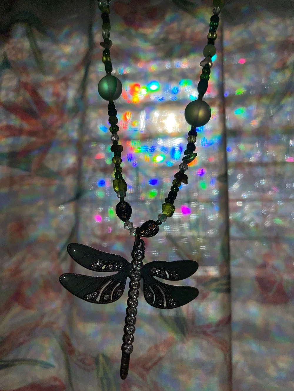 AKOAK Bohemian Dragonfly Pendant Necklace - Multi-Layer Chain With Colorful Enamel - Blue Ethnic Jewelry