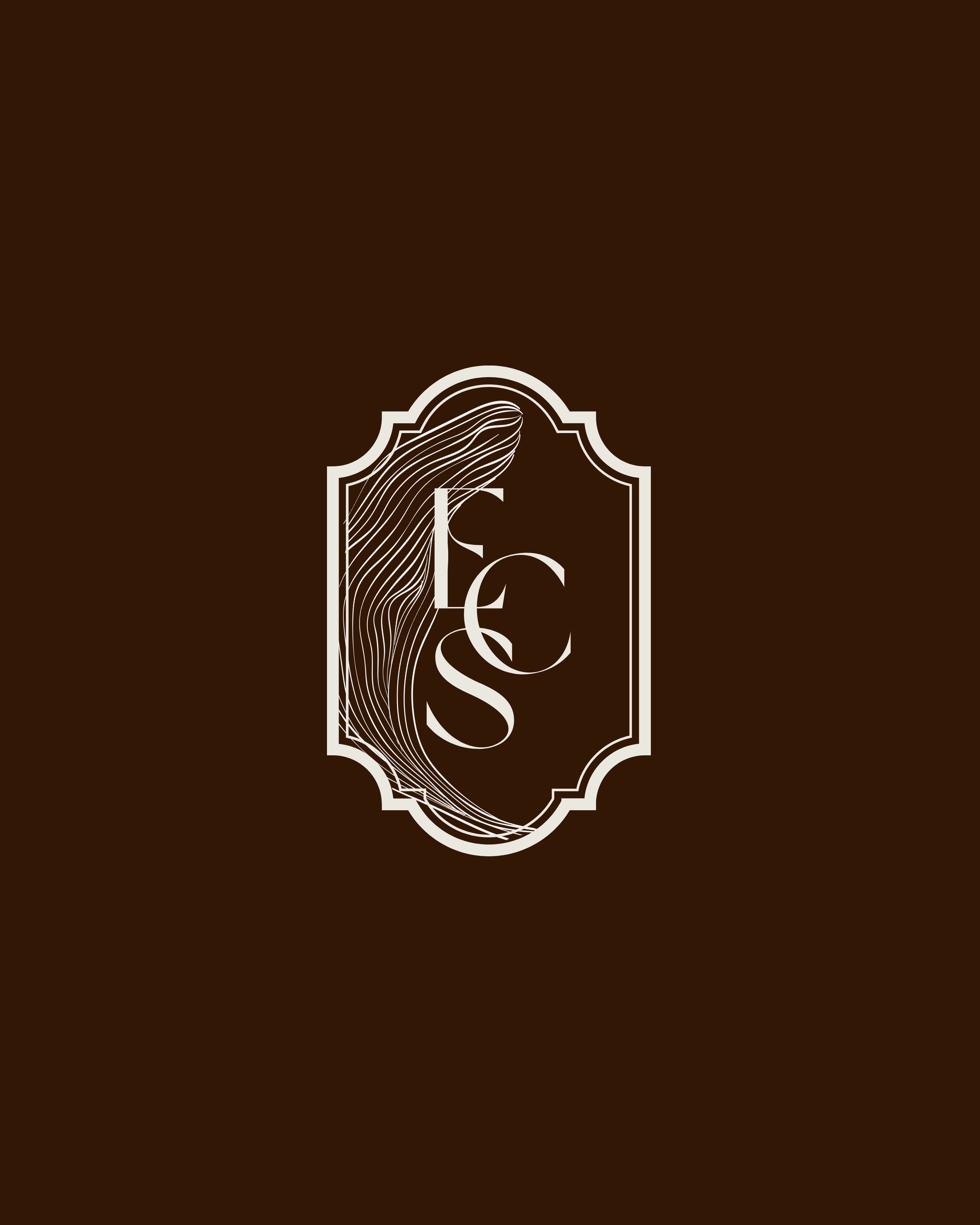 Close-up of a brown chocolate bar with a decorative label featuring a stylized illustration and the letter 'C' in the center.