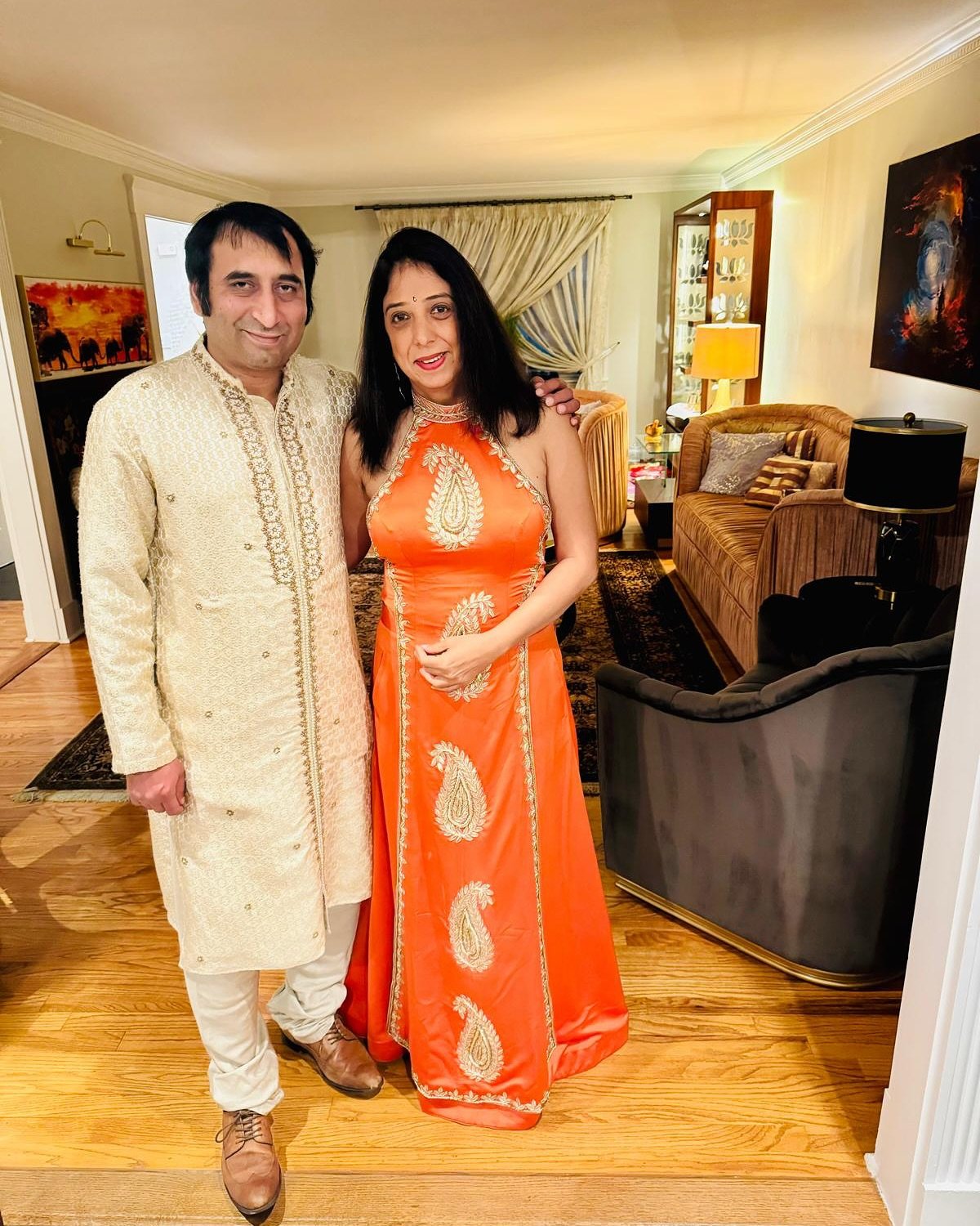 It&rsquo;s Diwali and we love to see our clients shine bright! ✨
@rajeetamadhavan looking vibrant and beautiful in a hand embroidered made to order set from Daali Collection @naurahusa 

Wishing our fashion family a very Happy and Joyous season ahead