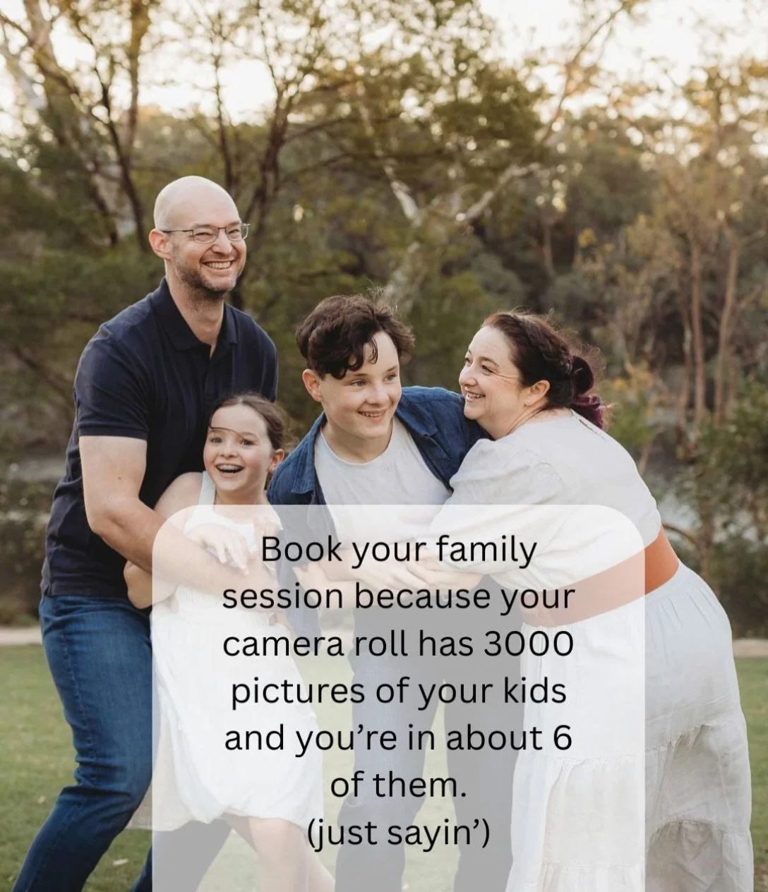 You know I&rsquo;m right, right?? 🤣

Trust me, your kids want YOU in their photo memories too.

I&rsquo;ve still got a few sessions left (including a couple of weekend spots) before Christmas so you can really impress the rellies with beautiful pics
