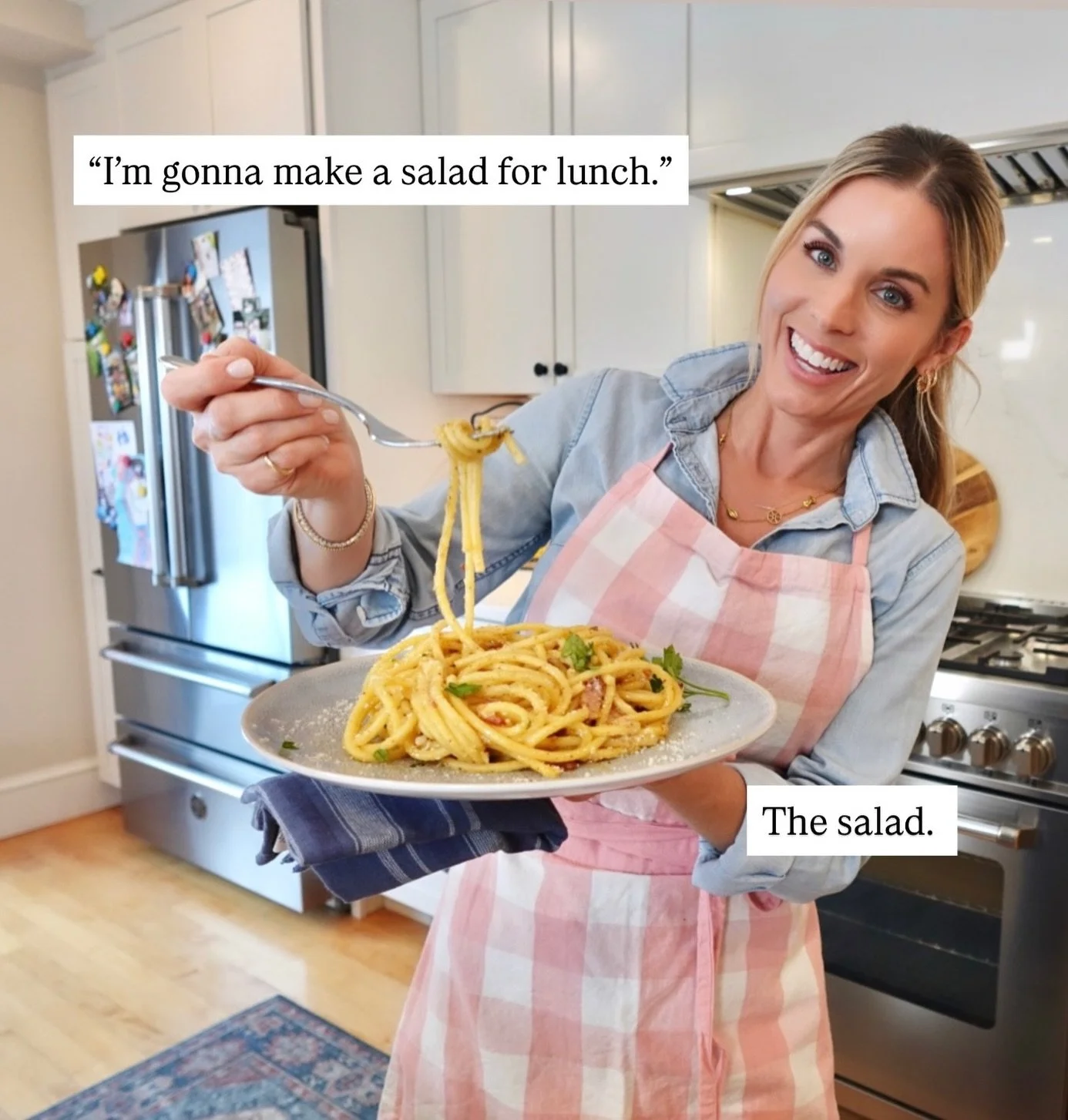 New year. Same me. 🇮🇹 
.
10 Minute Spaghetti Carbonara from my cookbook Oh $#!% What&rsquo;s for Dinner? 📕 
.
We&rsquo;ll be cooking this together soon! Stay tuned! 🎬