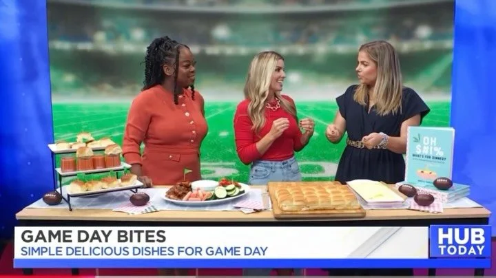 BIG game this weekend. HUGE! 🏈 And the BEST excuse to eat good allllll day long. 
Food lovers, this is our SUPER BOWL!!! 💥
.
I&rsquo;m showing you how to make game day entertaining SUPER easy on @thehubtoday ! 

From this colossal baked grilled che