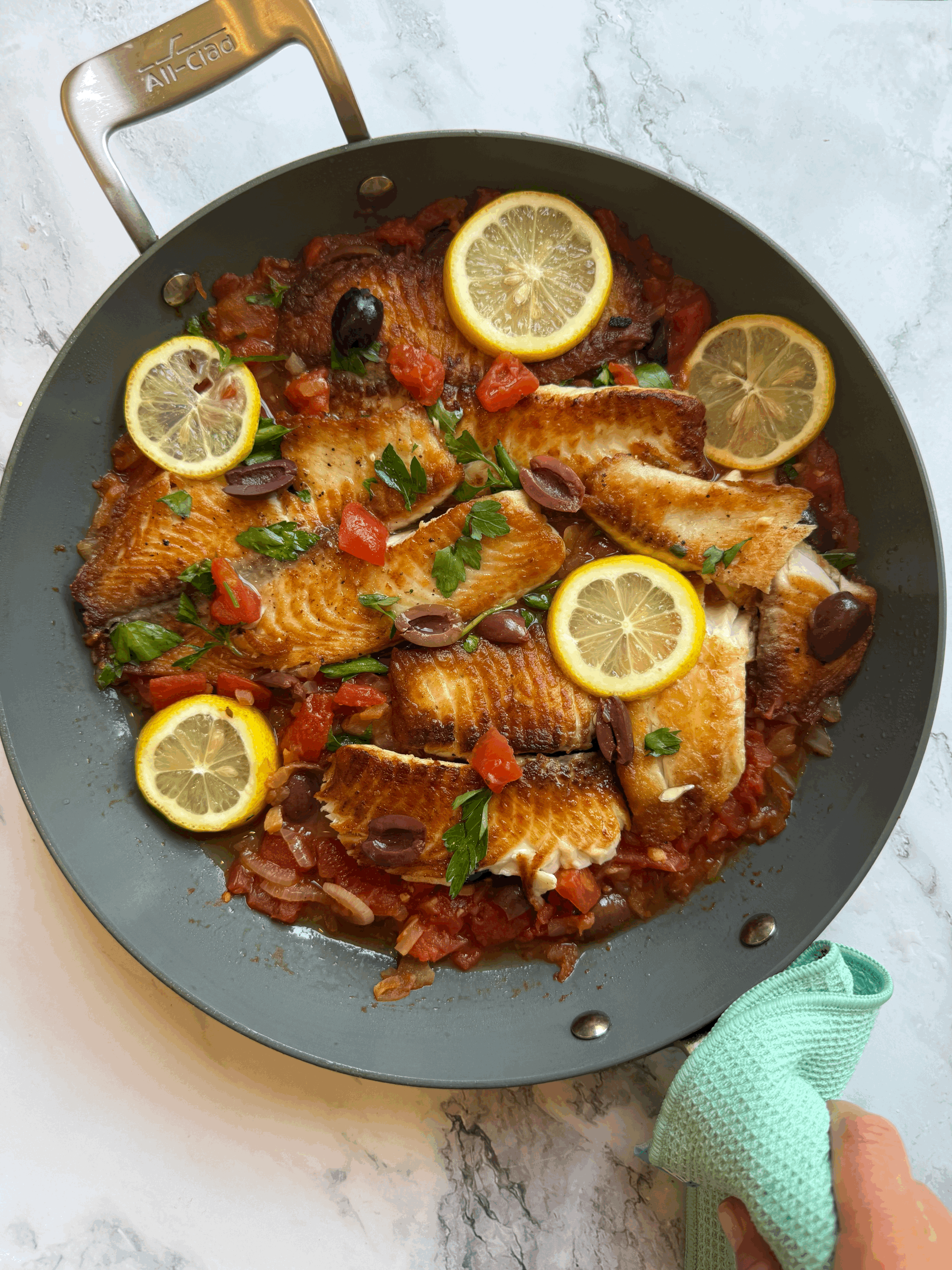 Mediterranean Pan-Fried Fish with “Awesome Sauce”