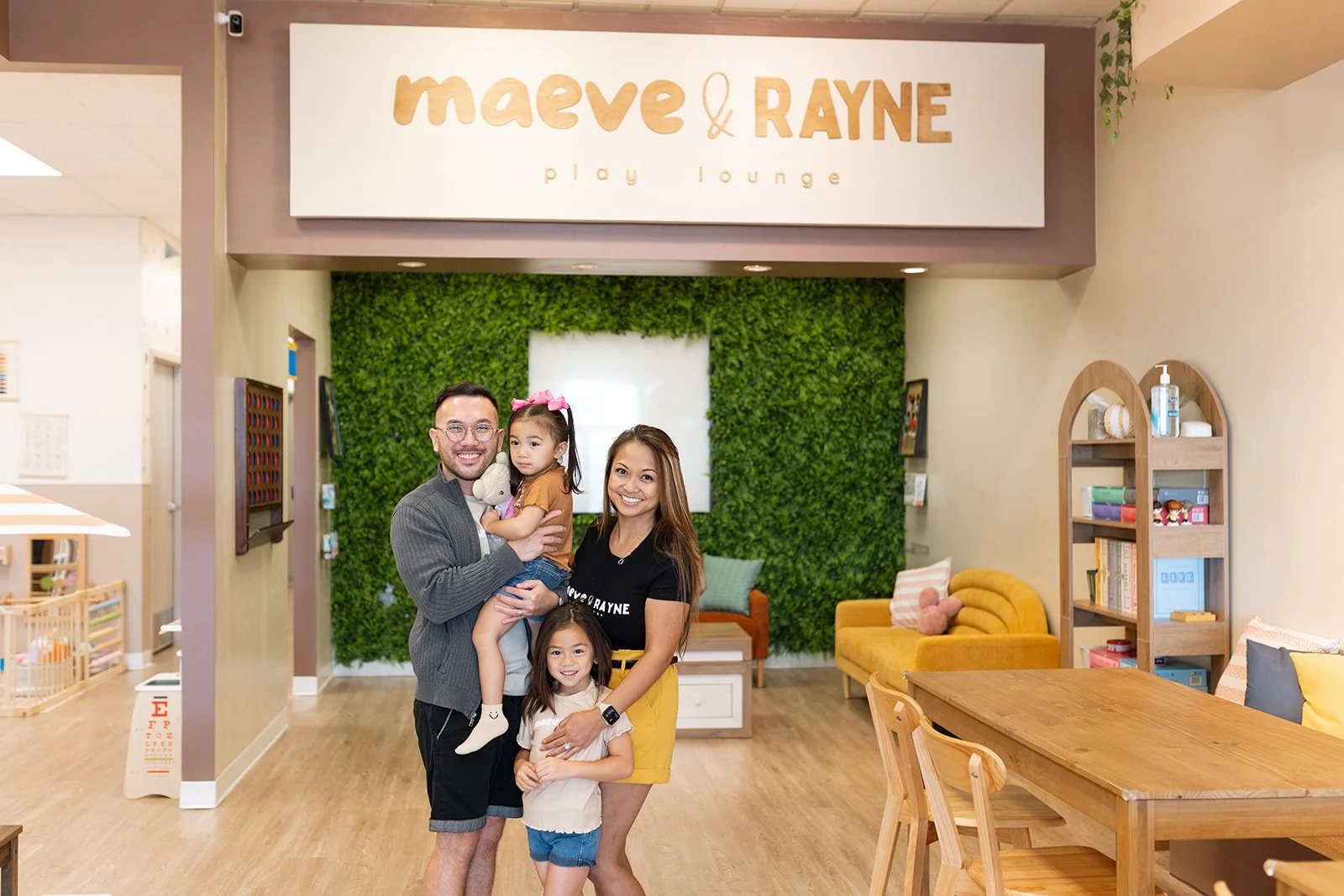 The owners of Maeve and Rayne Play Lounge. Intentional seating for parents, creative play for kids.