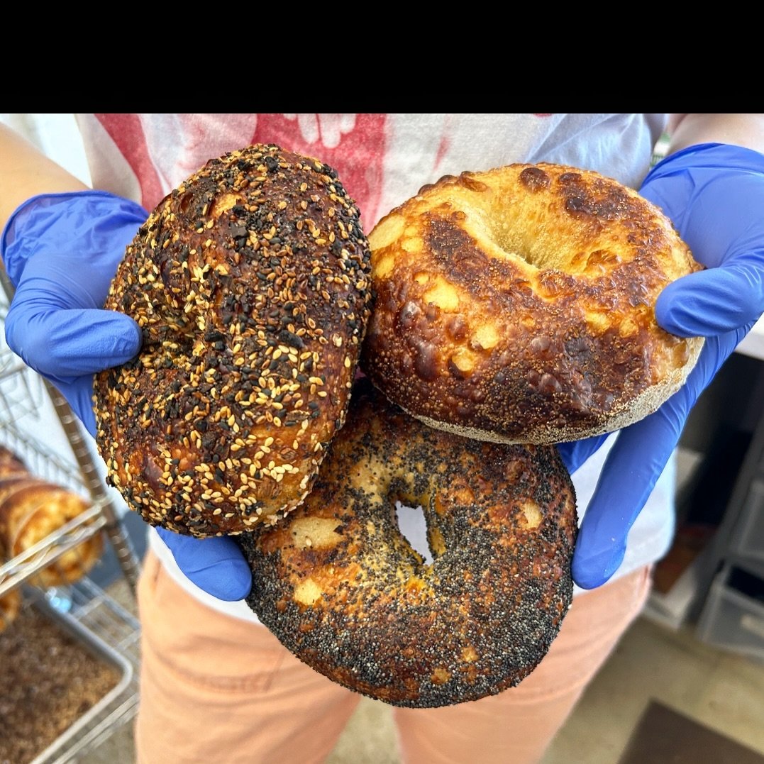 So many bagels! We&rsquo;ve been working on quantities to make sure we have enough bagels to go around throughout the morning. Come by and grab as many bagels as your heart desires, and get one toasted with schmear for the road 🥯🥯