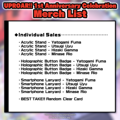 HOLOSTARS UPROAR releases 1st Anniversary Merch following their