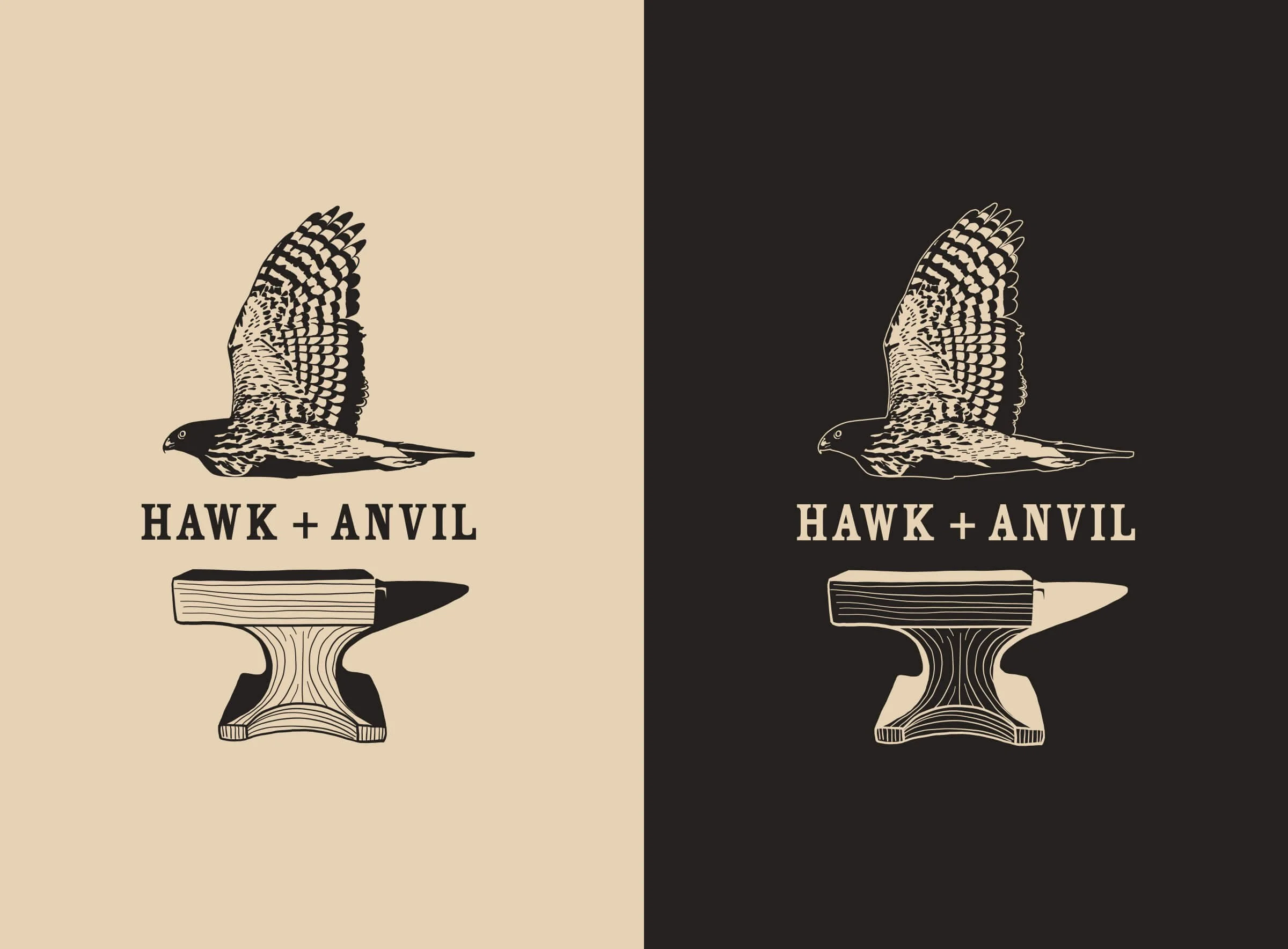 Hawk + Anvil logo B+W