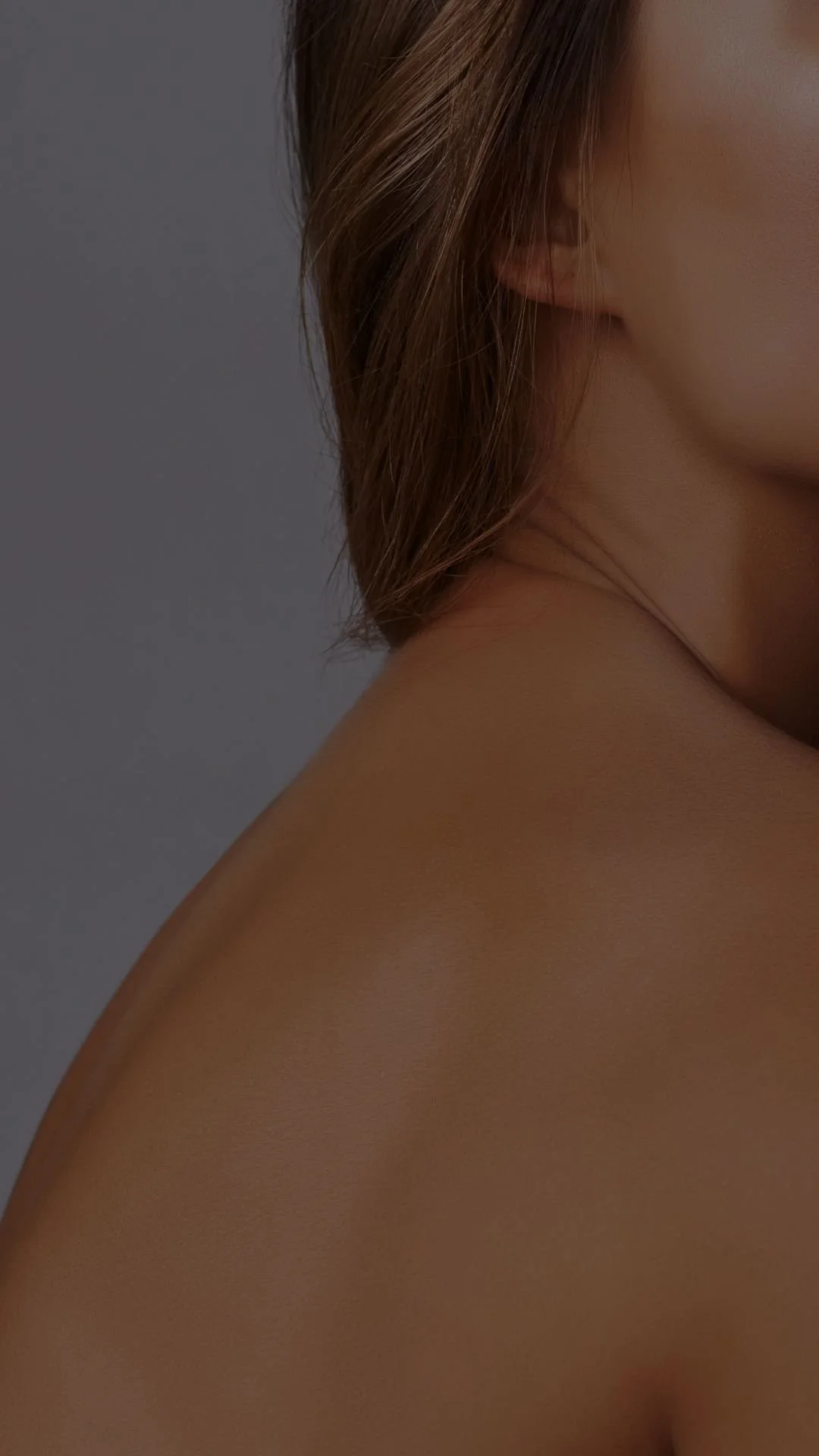 Detail of shoulder and back, illustrating body care