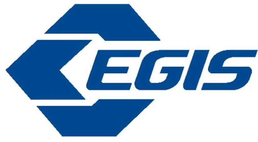 Blue Aegis logo with stylized hexagonal design